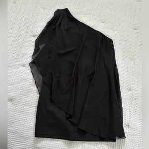 Bisou Bisou One Shoulder Asymmetrical Black Dress Size 14